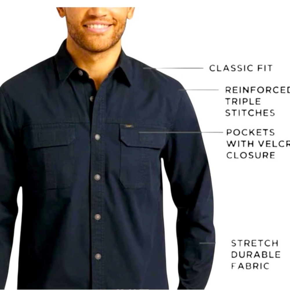 Lee Premium Select Black Cotton Blend Shirt with stretch.